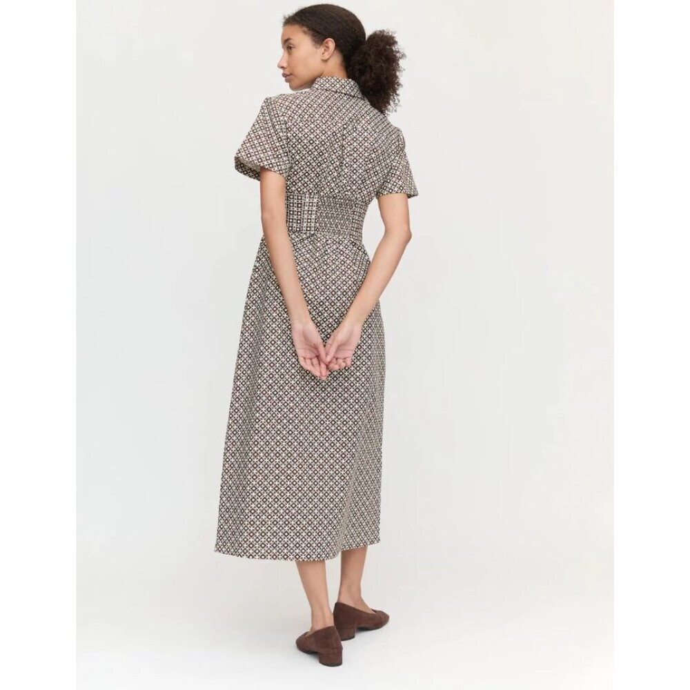 Hill House NWT The Carolina Shirt Dress Chocolate Circular Lattuce XL Midi - Picture 2 of 10